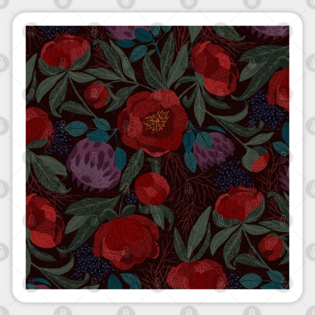 Peony burgundy dark Sticker by DenesAnnaDesign